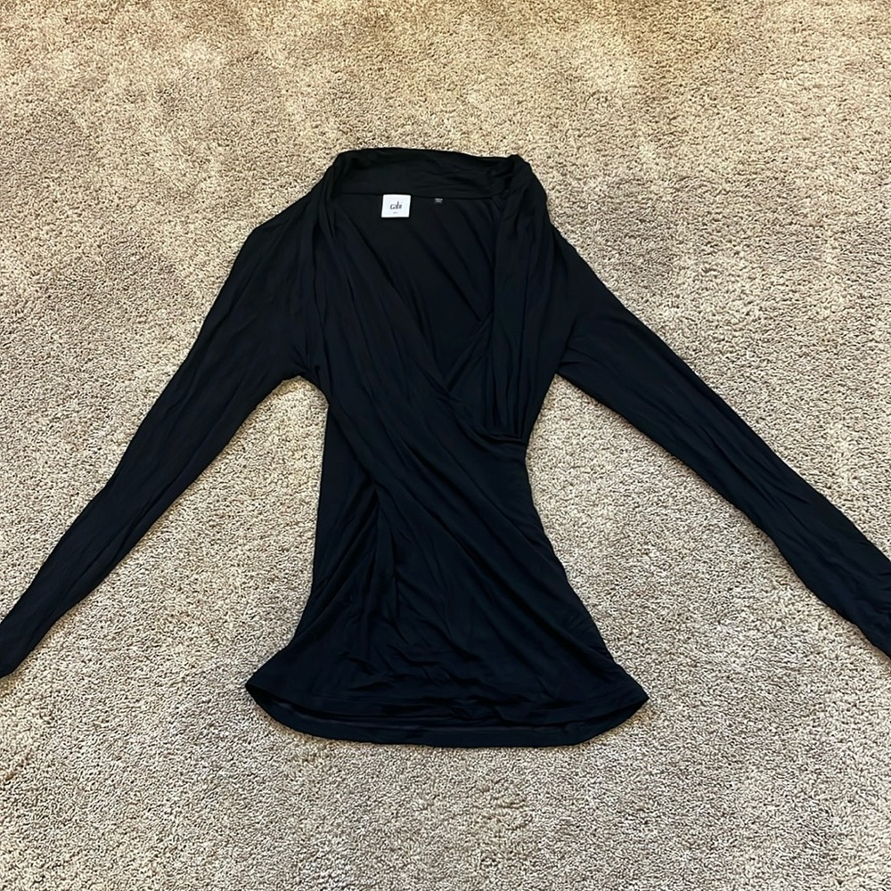 Black see-through long sleeve shirt, women’s size medium